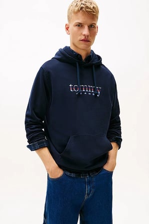 Erkek Pamuklu Logolu Kapüşonlu Sweatshirt - Lacivert | L