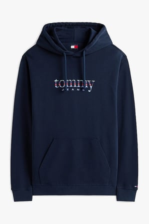 Erkek Pamuklu Logolu Kapüşonlu Sweatshirt - Lacivert | L