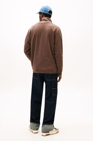 Erkek Yarım Fermuarlı Dik Yaka Sweatshirt - Kahverengi | XL