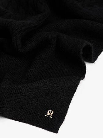 Tommy Hilfiger TH Elevated Chic Yumuşak Kadın Siyah Eşarp AW0AW17788BDS