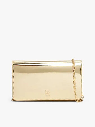 Tommy Hilfiger TH Icon Metalik Zincirli Kapaklı Kadın Gold Cüzdan AW0AW179590HS