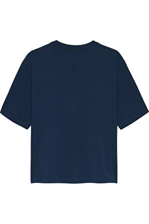 Tommy Jeans Kadın Bol Kesim Armalı Mavi T-shirt DW0DW22202C1G