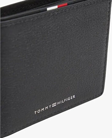 TOMMY HILFIGER Erkek Marka Logolu Pürüzsüz Yüzeyli Birden Fazla Kart Yuvalı Kağıt Para Bölmeli Siyah Cüzdan AM0AM13739 BDS