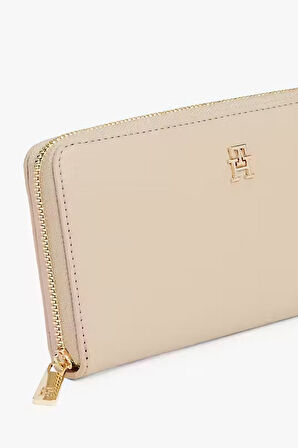 Kadın İkonik Logolu Fermuarlı Cüzdan - Bej | undefined