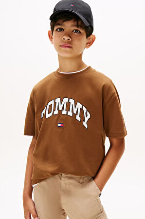 Erkek Çocuk Varsity Raised Print Kısa Kollu T-Shirt - Kahverengi | 14 Yaş
