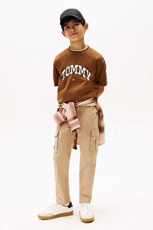 Erkek Çocuk Varsity Raised Print Kısa Kollu T-Shirt - Kahverengi | 14 Yaş