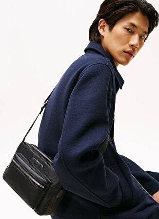 Tommy Hilfiger Siyah Erkek Postacı Çantası TH BUSINESS LEATHER CROSSOVER