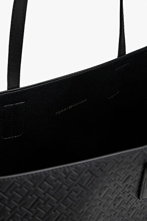 Kadın Gofre Monogram Desenli Cüzdanlı Omuz Çantası - Siyah | undefined