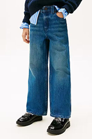 Kız Çocuk Geniş Paça Denim Pantolon – Denim Mavi | 10 Yaş