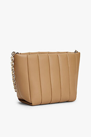 Kadın Grace Dikey Kapitoneli Mini Tote Omuz Çanta - Bej | undefined