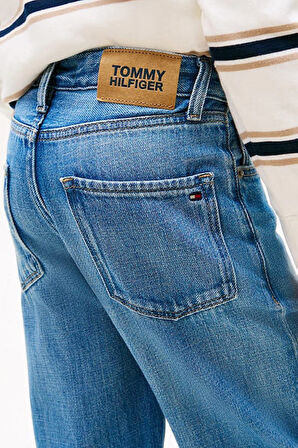 Erkek Çocuk Skater Kesim Eskitme Görünümlü Jean Pantolon - Mavi | 8 Yaş