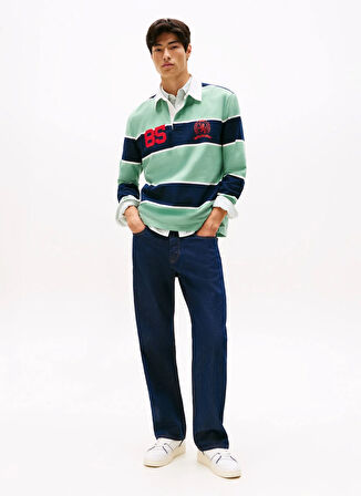 Tommy Jeans Çizgili Yeşil Erkek Polo T-Shirt DM0DM22074MAS TJM RLX STRIPE RUGBY