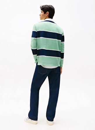 Tommy Jeans Çizgili Yeşil Erkek Polo T-Shirt DM0DM22074MAS TJM RLX STRIPE RUGBY