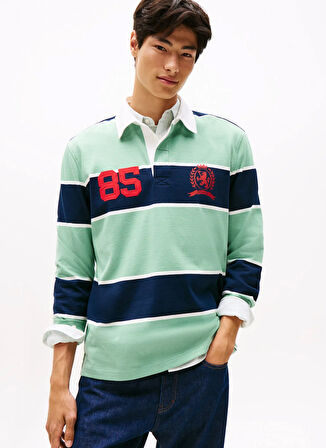 Tommy Jeans Çizgili Yeşil Erkek Polo T-Shirt DM0DM22074MAS TJM RLX STRIPE RUGBY