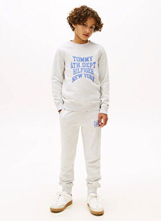 Tommy Hilfiger Baskılı Erkek Çocuk Açık Gri Sweatshırt KB0KB09893P09