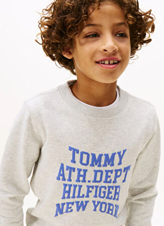 Tommy Hilfiger Baskılı Erkek Çocuk Açık Gri Sweatshırt KB0KB09893P09