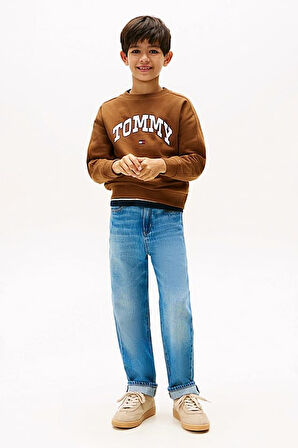 Erkek Çocuk Regular Kalıp Kolej Stili Baskılı Sweatshirt - Kahverengi | 8 Yaş