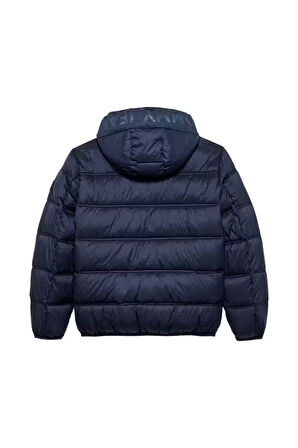 Erkek Kapüşonlu Şişme Mont - Lacivert | S