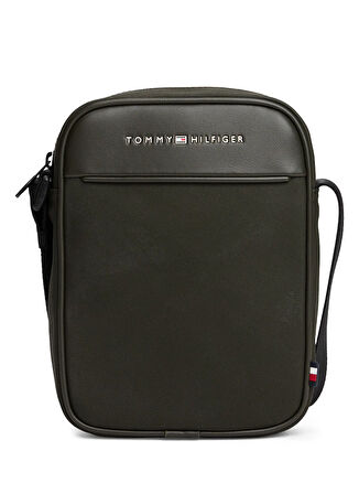 Tommy Hilfiger Polyester + Poliüretan Haki Erkek Postacı Çantası TH FOUNDATION MINI REPORTER