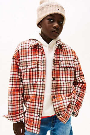 Erkek Çocuk Regular Fit Düşük Omuz Ekoseli Gömlek Ceket - Çok Renkli | 10 Yaş