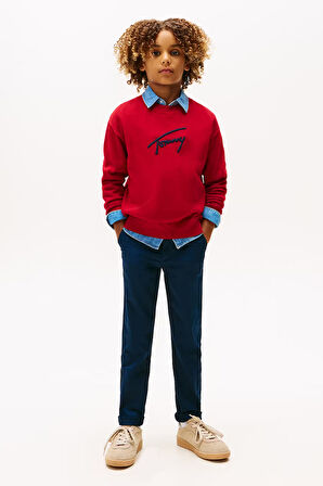 Erkek Çocuk Yuvarlak Yaka Triko Kazak – Kırmızı | 12 Yaş