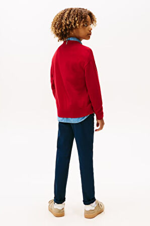 Erkek Çocuk Yuvarlak Yaka Triko Kazak – Kırmızı | 12 Yaş