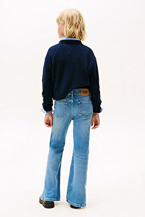 Kız Çocuk Flare İspanyol Paça Yırtmaçlı Jean Pantolon - Mavi | 12 Yaş