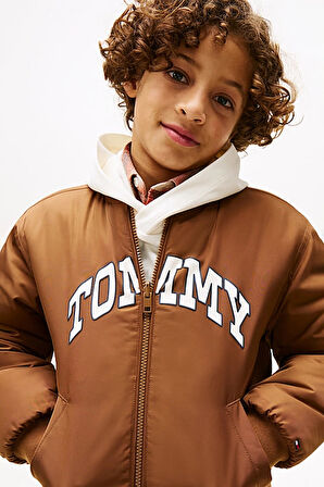 Erkek Çocuk Relaxed Fit Çift Taraflı Bomber Ceket - Kahverengi | 8 Yaş