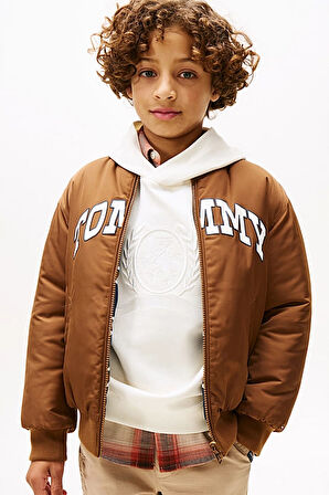 Erkek Çocuk Relaxed Fit Çift Taraflı Bomber Ceket - Kahverengi | 10 Yaş