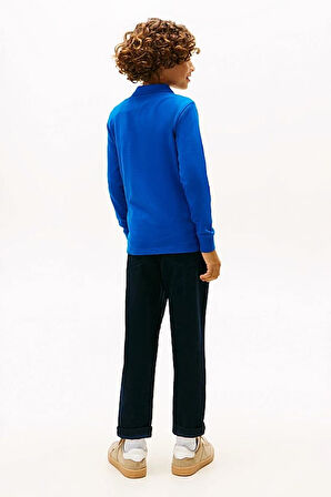 Erkek Çocuk Regular Kalıp Uzun Kollu Pike Polo Yaka T-Shirt - Saks Mavi | 8 Yaş