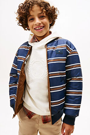 Erkek Çocuk Relaxed Fit Çift Taraflı Bomber Ceket - Kahverengi | 14 Yaş