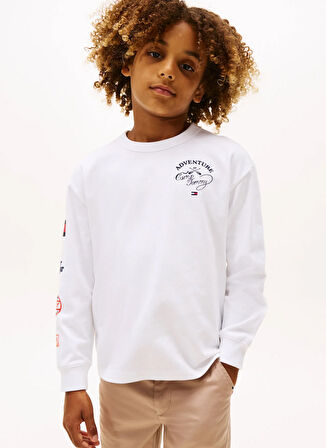 Tommy Hilfiger Baskılı Beyaz Erkek Çocuk T-Shirt KB0KB09935YBR