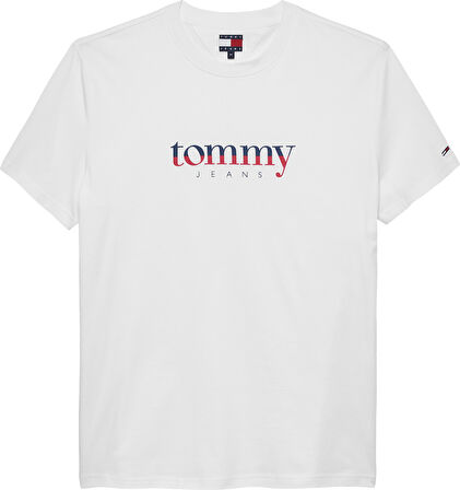 TOMMY HILFIGER Erkek Marka Logolu Bisiklet Yakalı Pamuklu Beyaz1 T-Shirt DM0DM21978 YBL