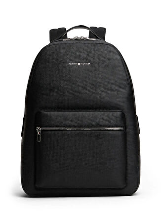 Tommy Hilfiger Suni Deri + Geri Dönüştürülmüş Polyester Siyah Erkek Sırt Çantası TH BUSINESS LEATHER BACKPACK