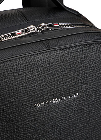 Tommy Hilfiger Suni Deri + Geri Dönüştürülmüş Polyester Siyah Erkek Sırt Çantası TH BUSINESS LEATHER BACKPACK