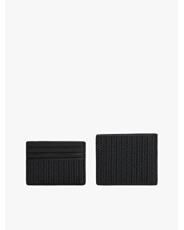 TOMMY HILFIGER Erkek Marka Logolu Şık Tasarımlı Ve Dokulu Set Siyah Cüzdan AM0AM13605 BDS