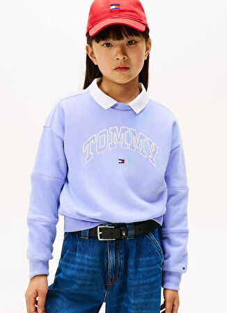 Tommy Hilfiger Baskılı Kız Çocuk Lila Sweatshırt KG0KG08785C5Z