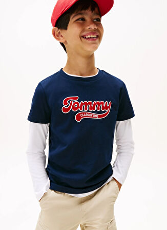 Tommy Hilfiger Baskılı Lacivert Erkek Çocuk T-Shirt KB0KB10118C1G