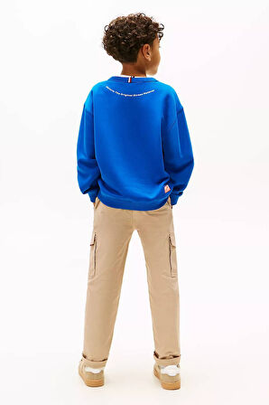 Erkek Çocuk Camp T Harf ve Baskı Detaylı Sweatshirt - Mavi | 10 Yaş