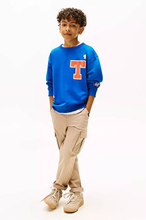 Erkek Çocuk Camp T Harf ve Baskı Detaylı Sweatshirt - Mavi | 14 Yaş