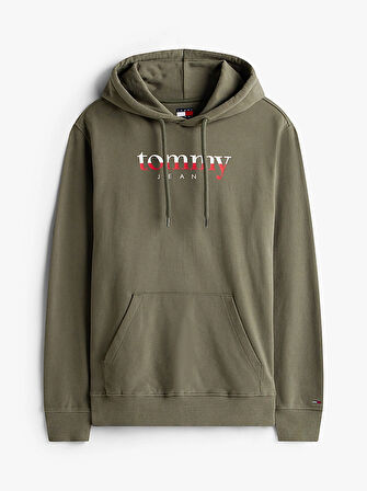 TOMMY HILFIGER Erkek Marka Logolu Kapüşonlu Şık Görünüşlü Yeşil Sweatshirt DM0DM22113 MRH
