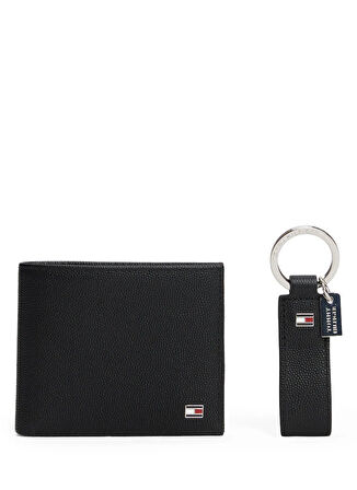 Tommy Hilfiger Siyah Erkek Cüzdan-Anahtarlık Tk TH FLAG MINI CC & KEY FOB