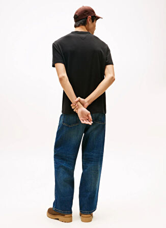 Tommy Jeans Bisiklet Yaka Baskılı Siyah Erkek T-Shirt DM0DM22464BDS TJM REG PHOTO FLAG SS