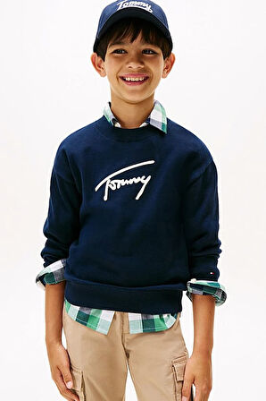 Erkek Çocuk Regular Fit Grafik Nakışlı Triko Kazak - Lacivert | 10 Yaş