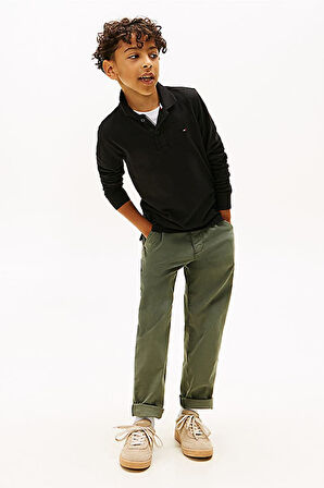 Erkek Çocuk Regular Kalıp Uzun Kollu Pike Polo Yaka T-Shirt - Siyah | 8 Yaş