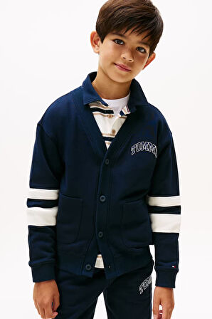 Erkek Çocuk Kolu Çizgili Kolej Hırka - Lacivert | 8 Yaş