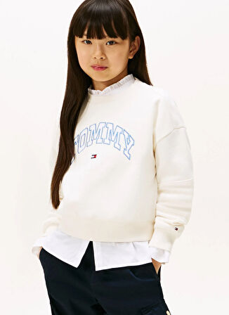 Tommy Hilfiger Baskılı Kız Çocuk Ekru Sweatshırt KG0KG08785YA8