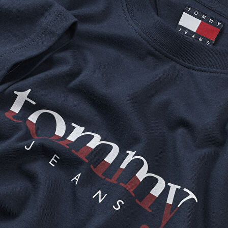 TOMMY HILFIGER Erkek Marka Logolu Bisiklet Yakalı Pamuklu Lacivert T-Shirt DM0DM21978 C1G