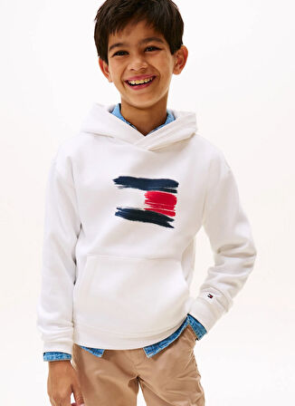 Tommy Hilfiger Baskılı Erkek Çocuk Beyaz Sweatshırt KB0KB10112YBR