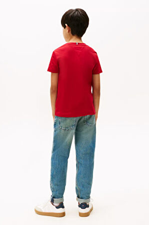 Erkek Çocuk Yazı Baskılı Kısa Kollu T-Shirt – Kırmızı | 12 Yaş